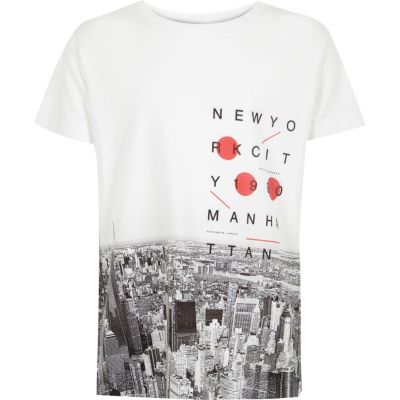 Boys white New York City print t-shirt